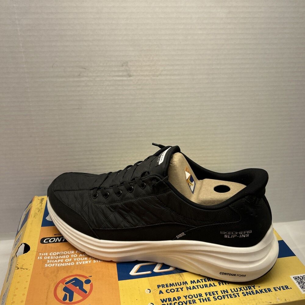 Skechers Slip-Ins Black White Sole Cozy Fit Hands Free Men Sz 14 New in Box - Picture 9 of 11